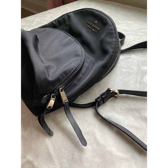 Kate Spade Nylon Mini Backpack Leather Straps 3 Sections Travel Career GUC - Picture 5 of 9